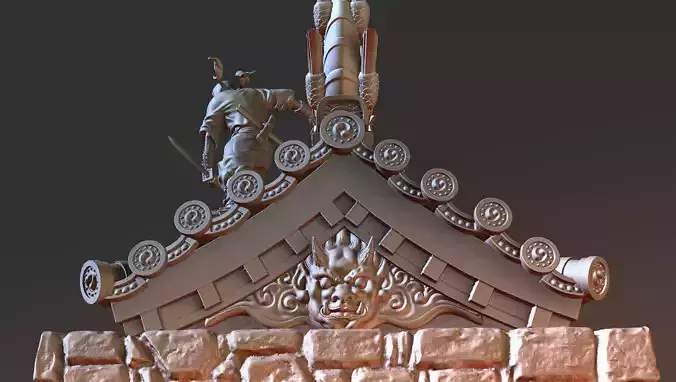 Shinobi on rooftop  3D print model 3D print model