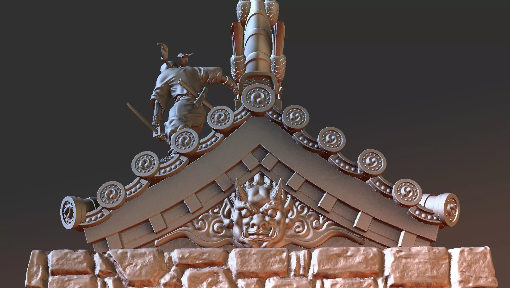 Shinobi on rooftop  3D print model 3D print model_0