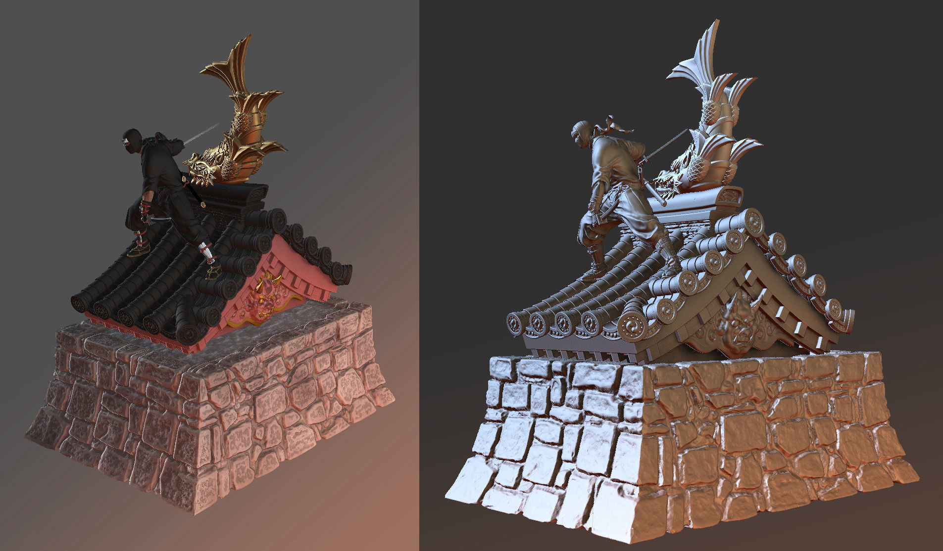 Shinobi on rooftop  3D print model 3D print model_4