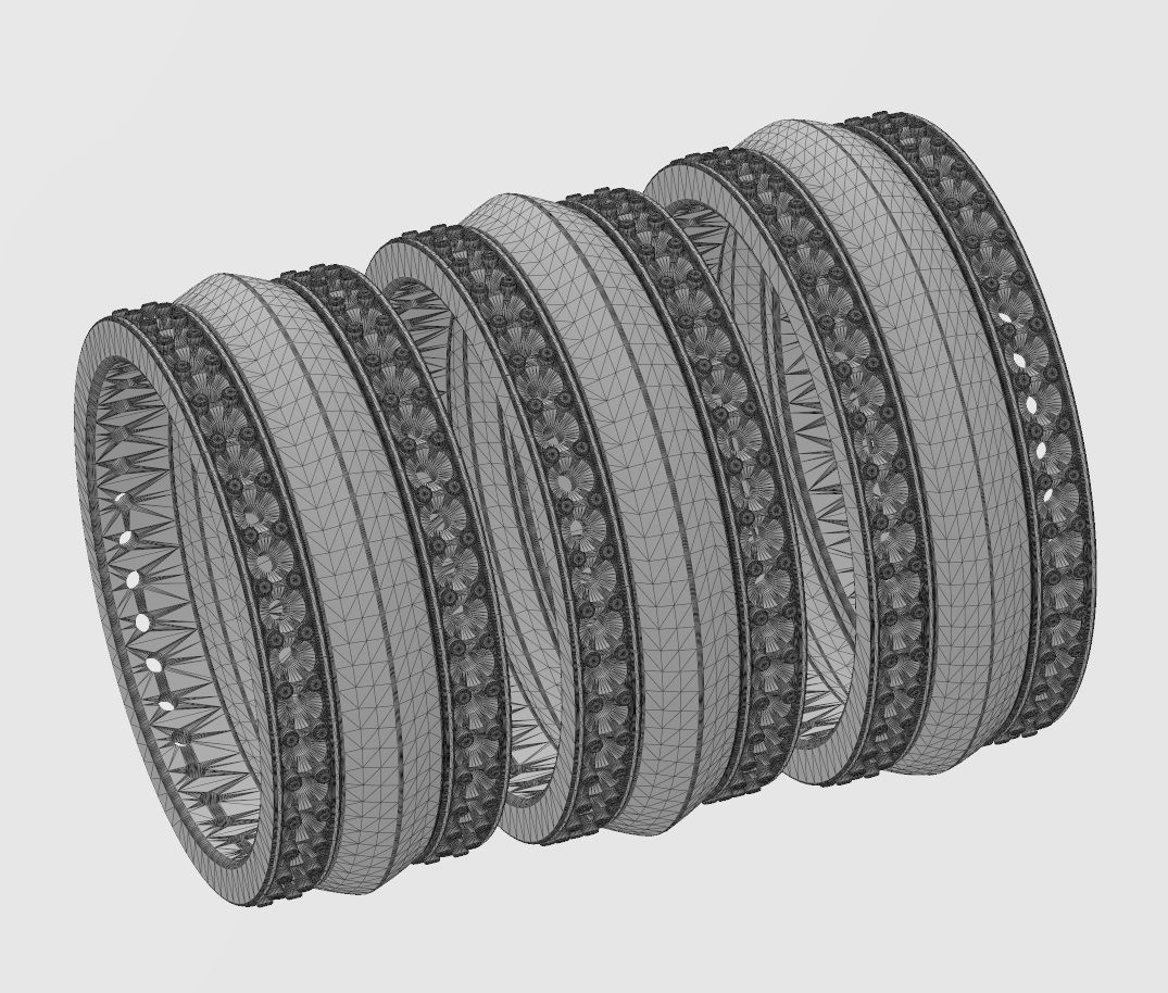 Diamond conical motif ring US sizes 6 7 8  3D print model_13