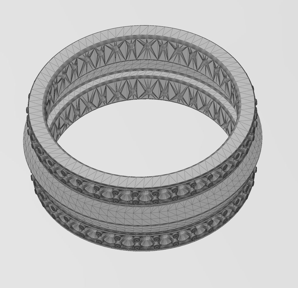 Diamond conical motif ring US sizes 6 7 8  3D print model_15