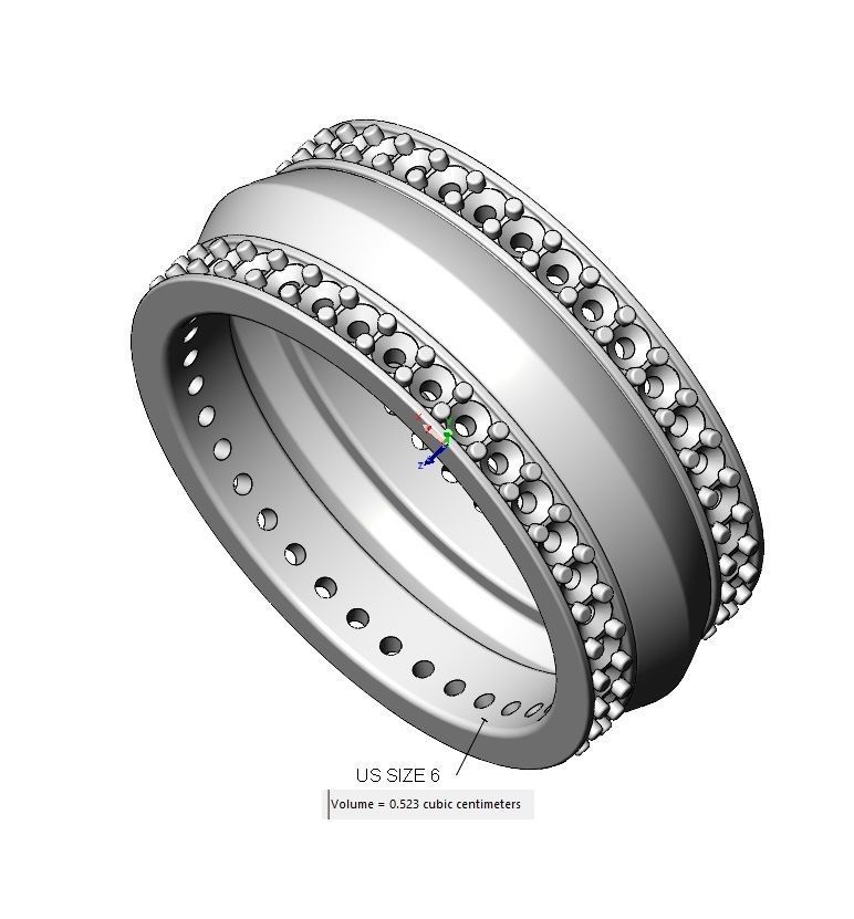 Diamond conical motif ring US sizes 6 7 8  3D print model_17