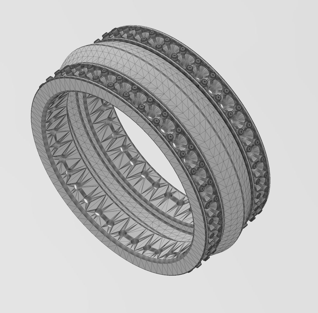 Diamond conical motif ring US sizes 6 7 8  3D print model_14