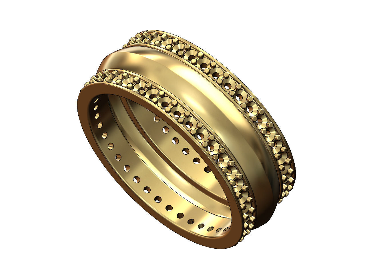 Diamond conical motif ring US sizes 6 7 8  3D print model_4