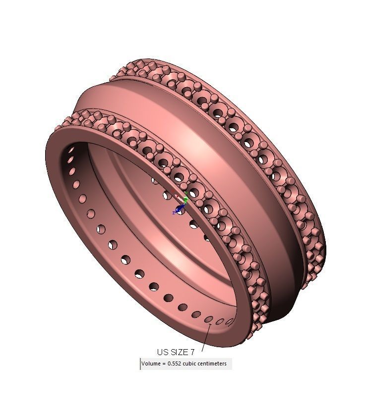 Diamond conical motif ring US sizes 6 7 8  3D print model_16