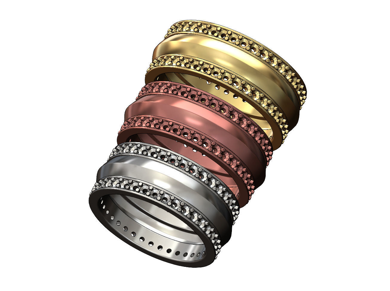 Diamond conical motif ring US sizes 6 7 8  3D print model_3