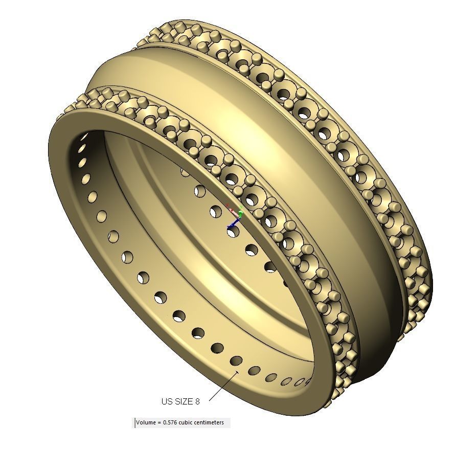 Diamond conical motif ring US sizes 6 7 8  3D print model_10