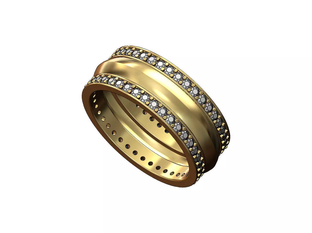 Diamond conical motif ring US sizes 6 7 8  3D print model_0