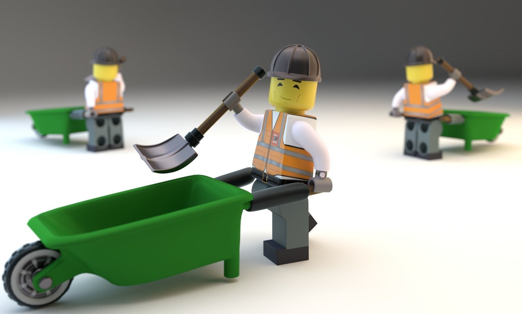 Lego Construction Worker Figures with dozer and bonus 3D model_16