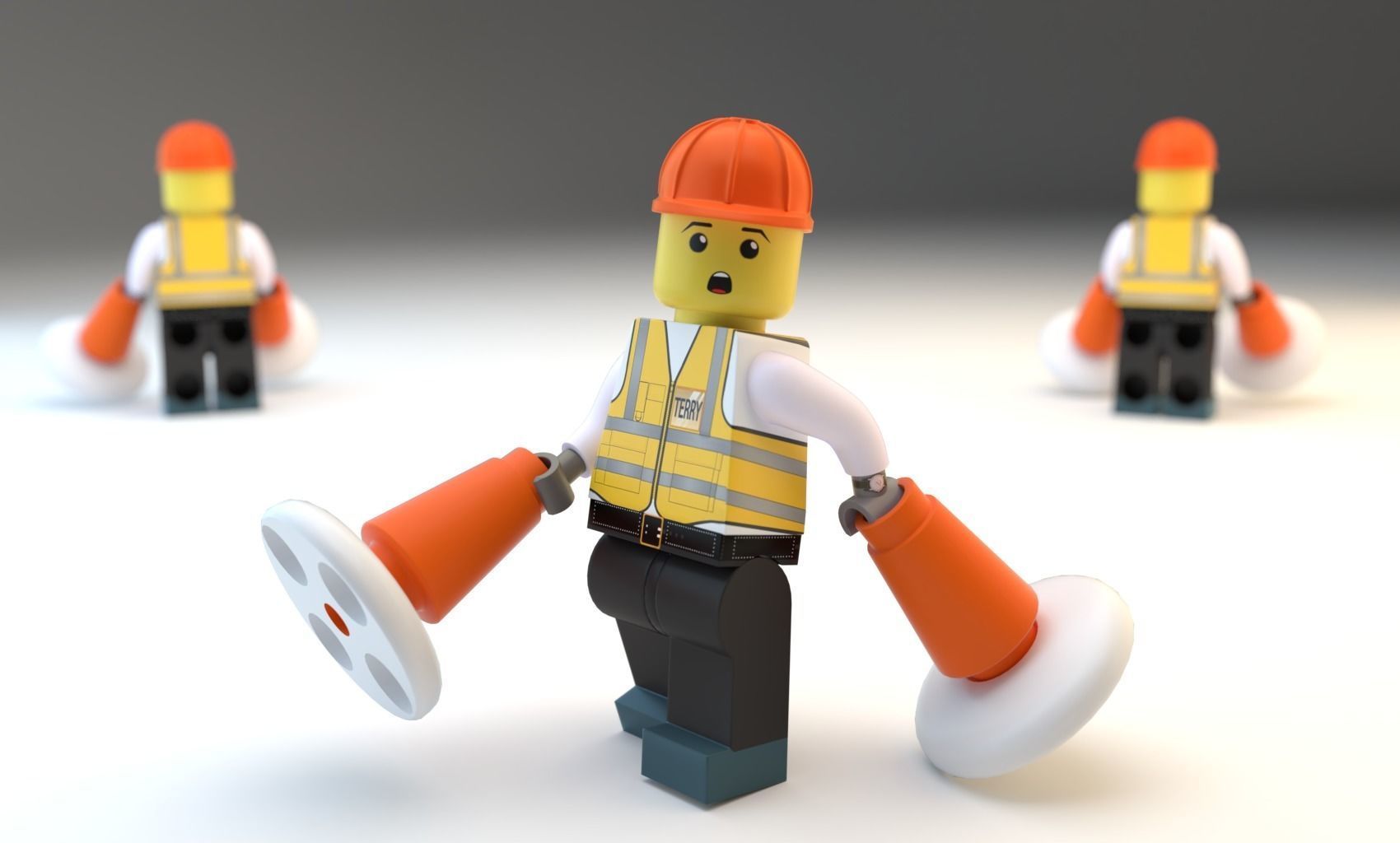 Lego Construction Worker Figures with dozer and bonus 3D model_14