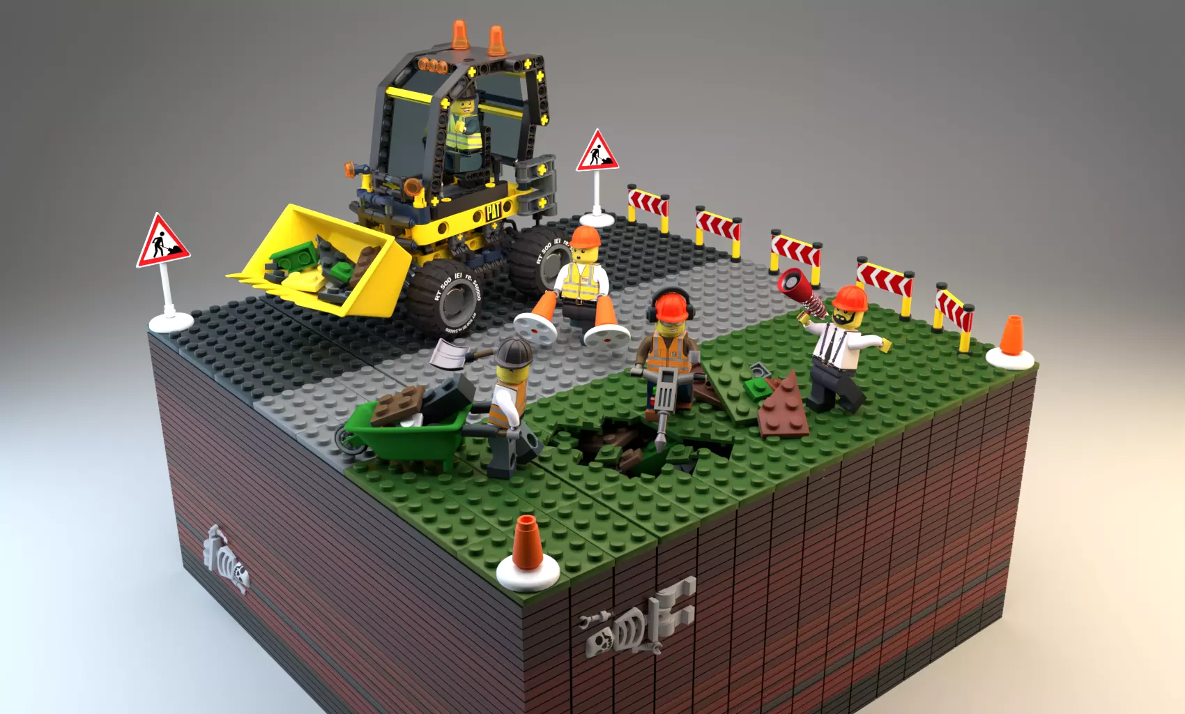 Lego Construction Worker Figures with dozer and bonus 3D model_0