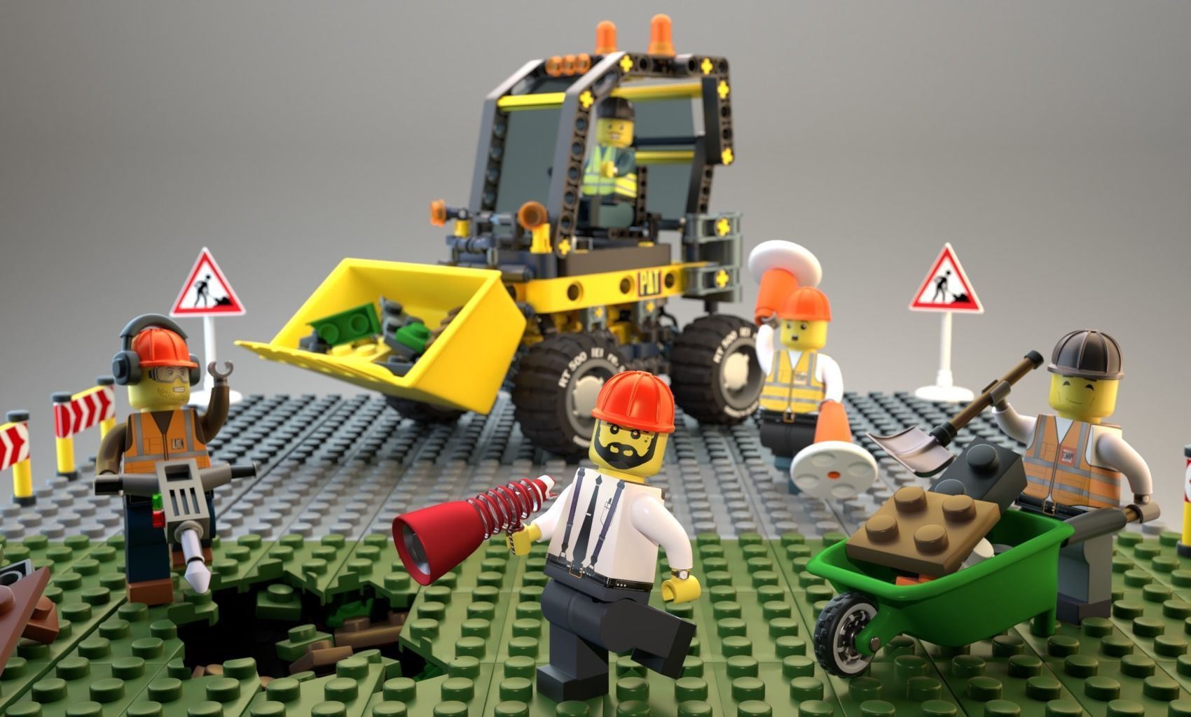 Lego Construction Worker Figures with dozer and bonus 3D model_7