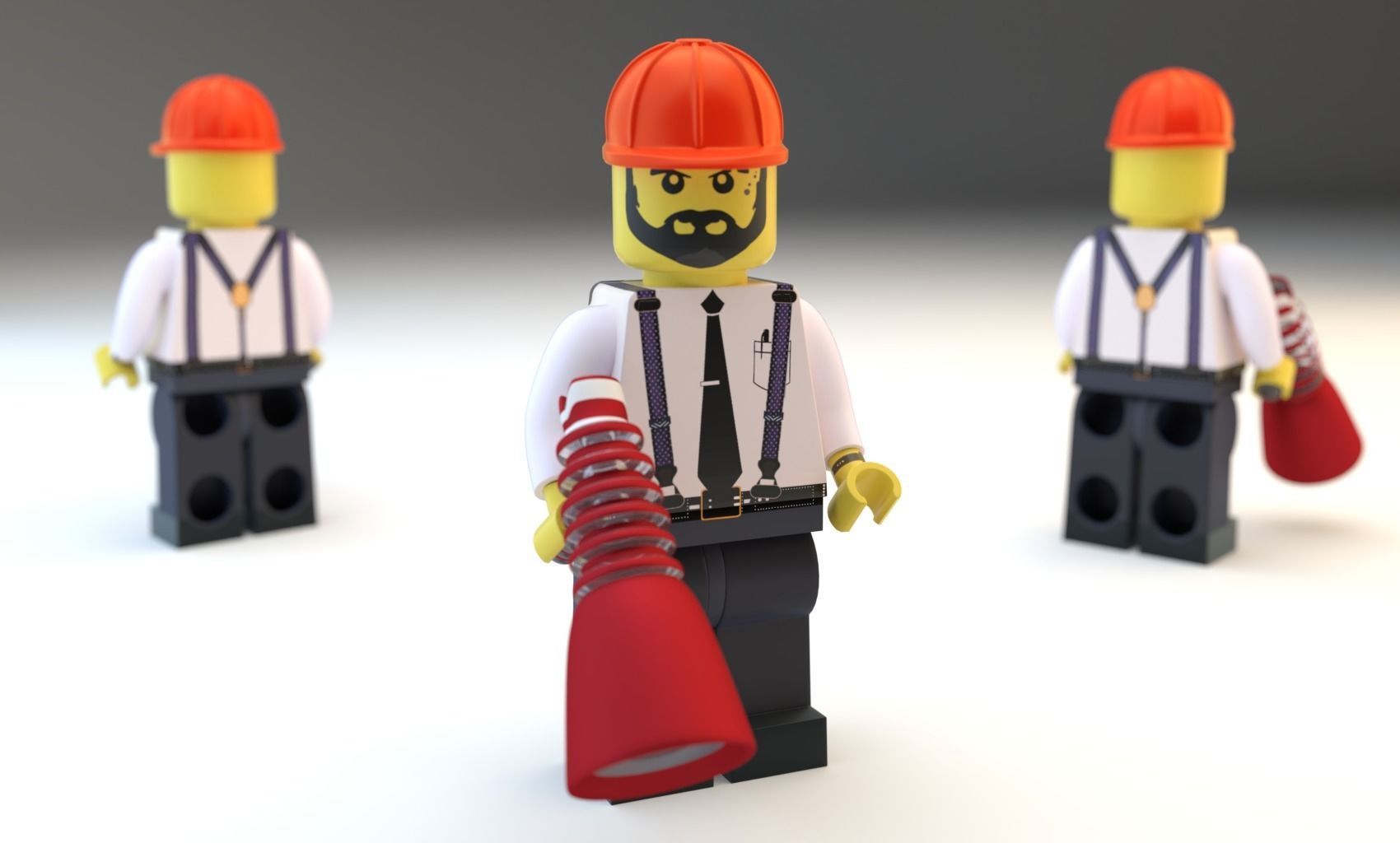 Lego Construction Worker Figures with dozer and bonus 3D model_11