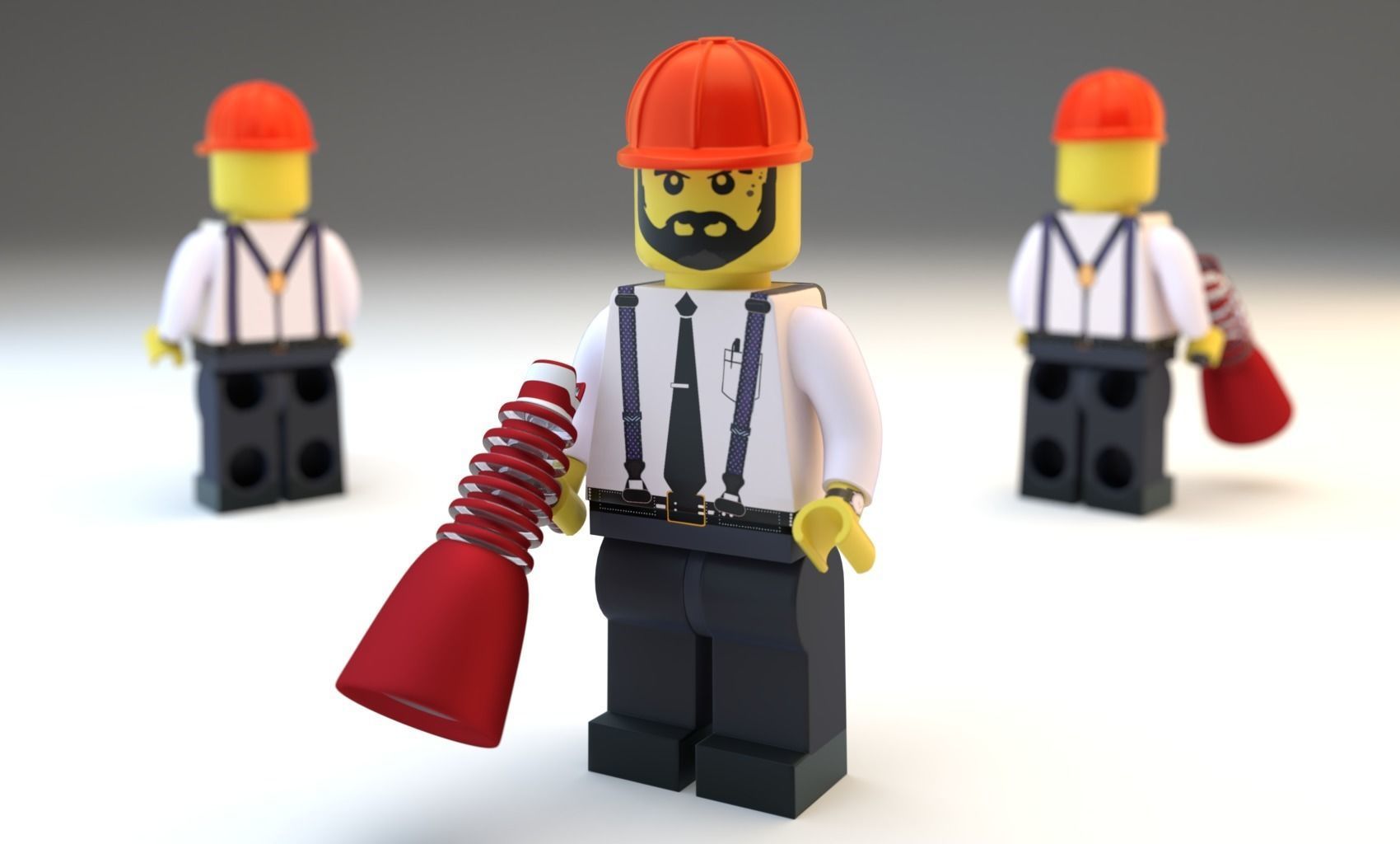 Lego Construction Worker Figures with dozer and bonus 3D model_10