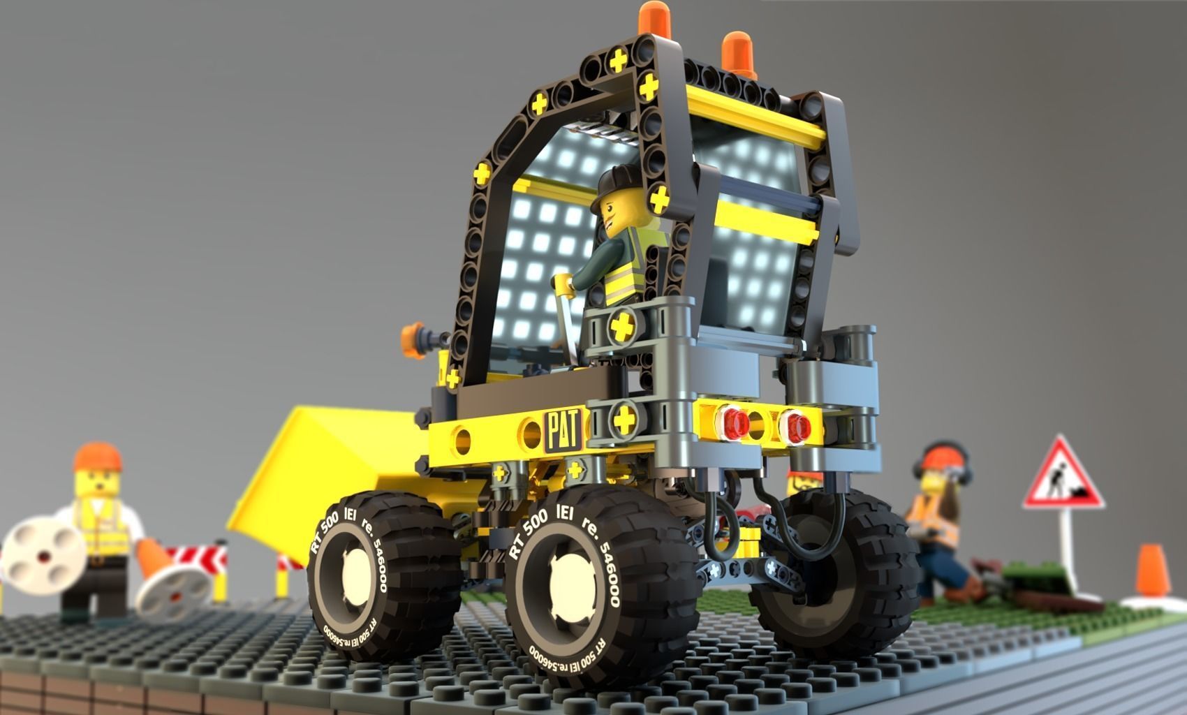Lego Construction Worker Figures with dozer and bonus 3D model_9