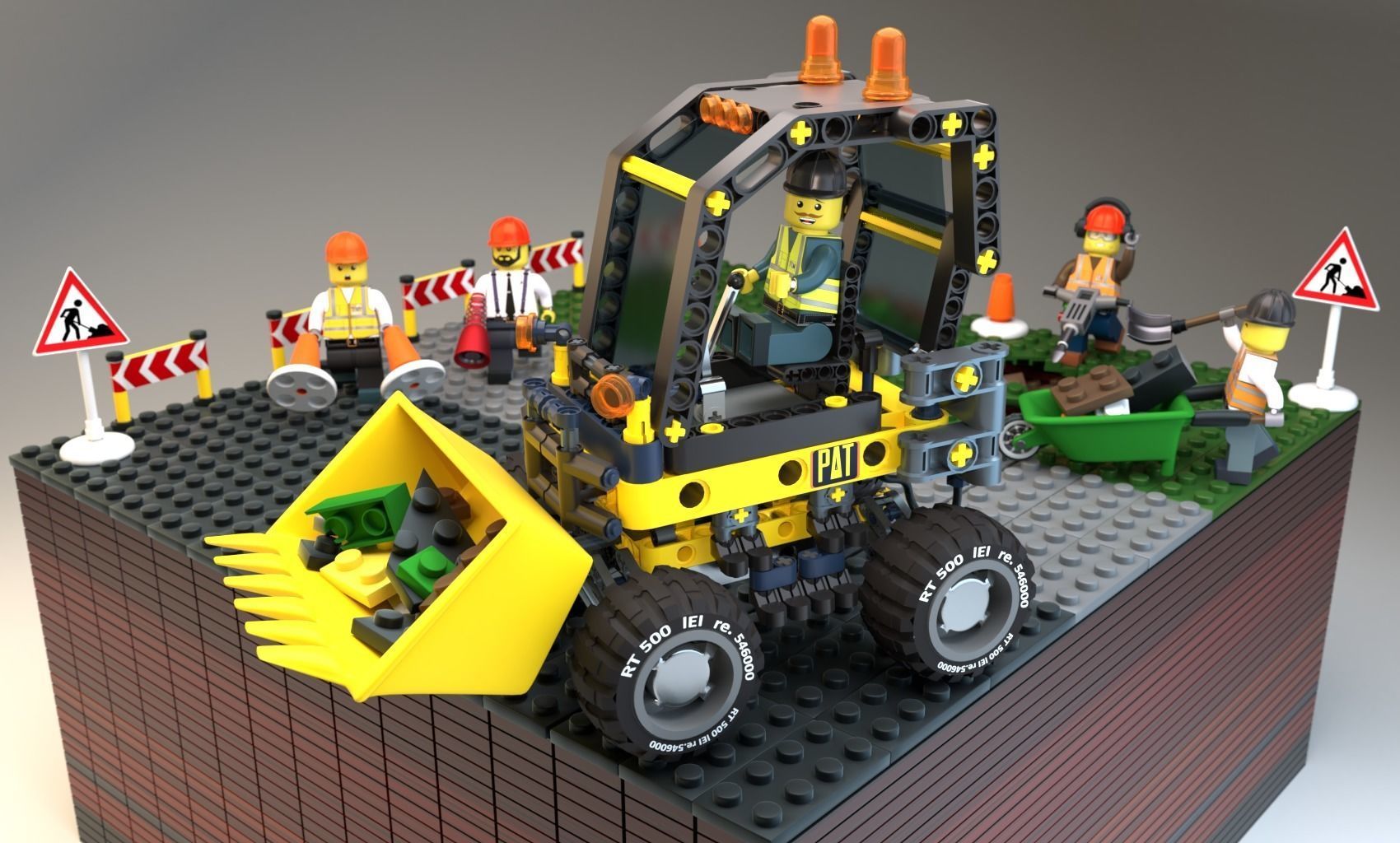 Lego Construction Worker Figures with dozer and bonus 3D model_8