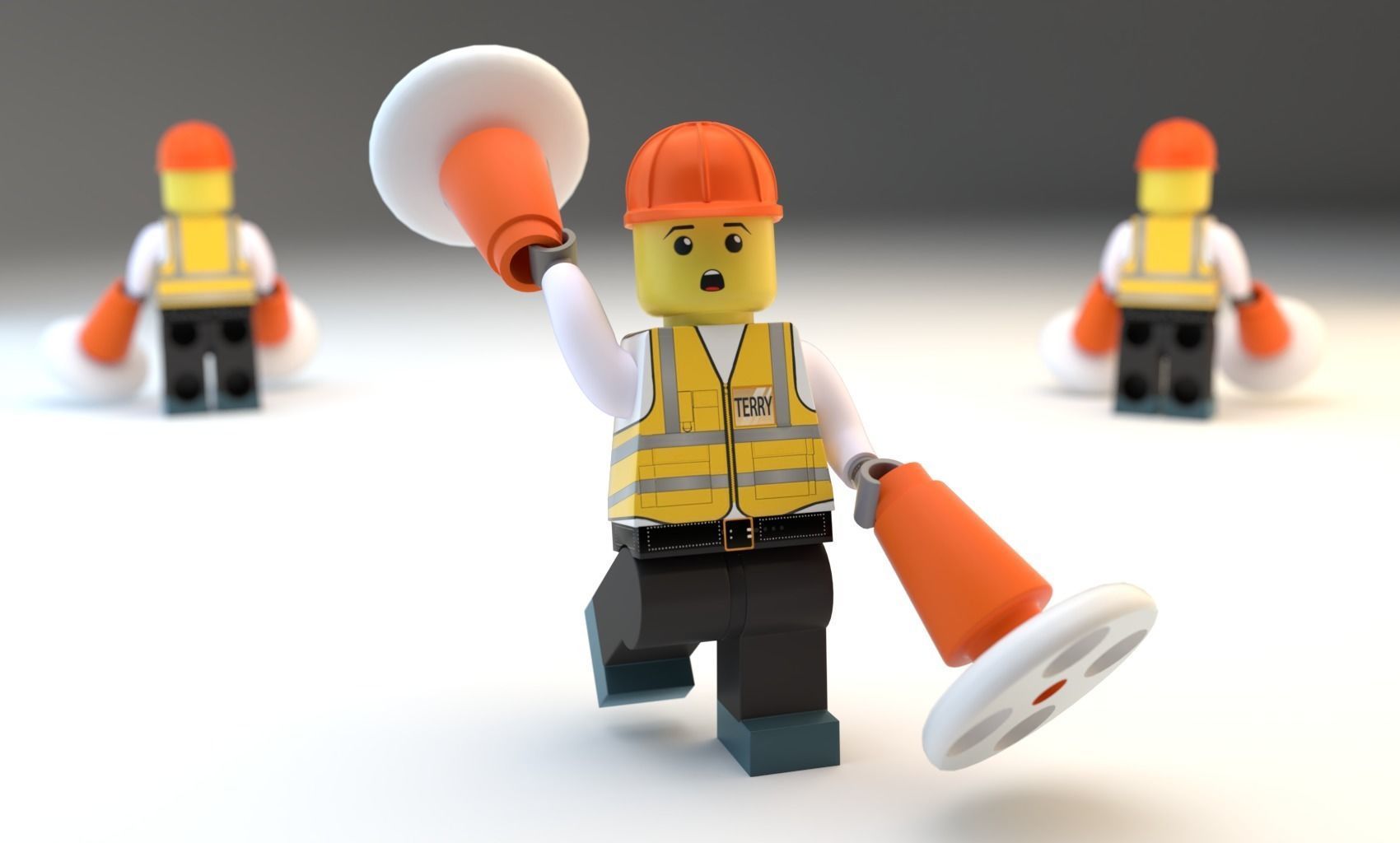 Lego Construction Worker Figures with dozer and bonus 3D model_15