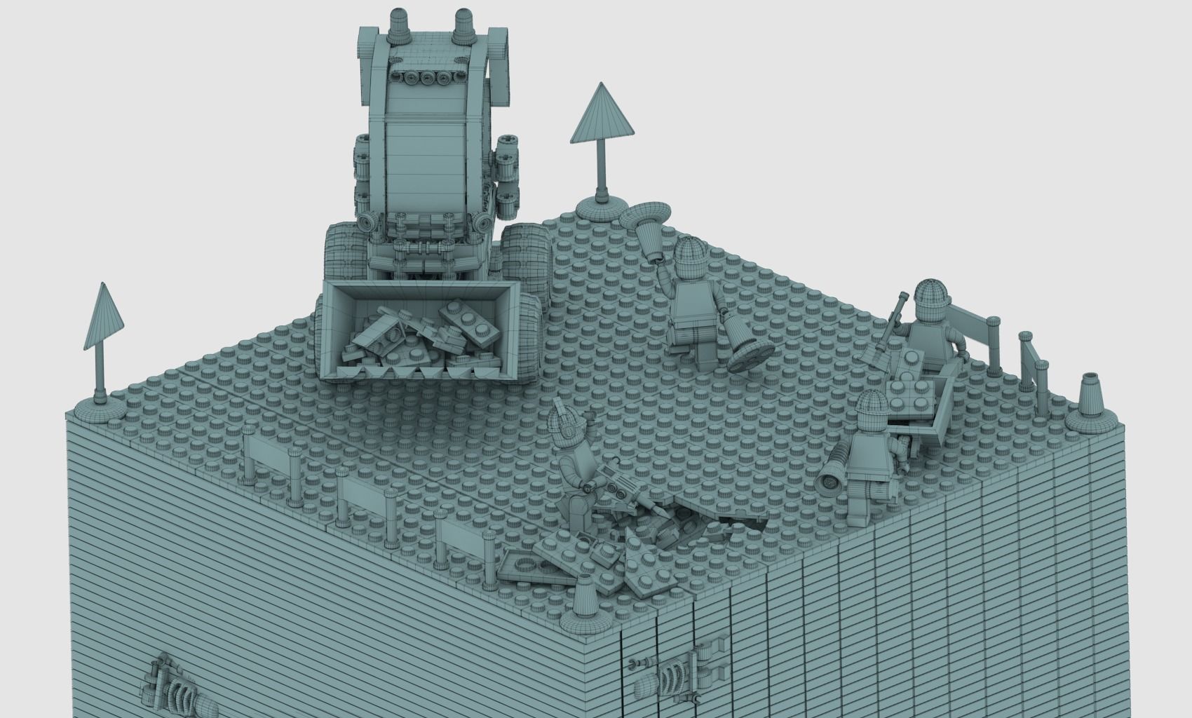 Lego Construction Worker Figures with dozer and bonus 3D model_47