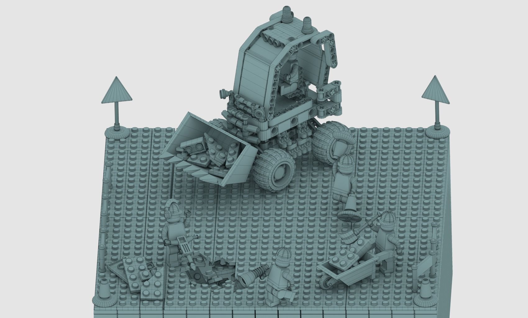 Lego Construction Worker Figures with dozer and bonus 3D model_46