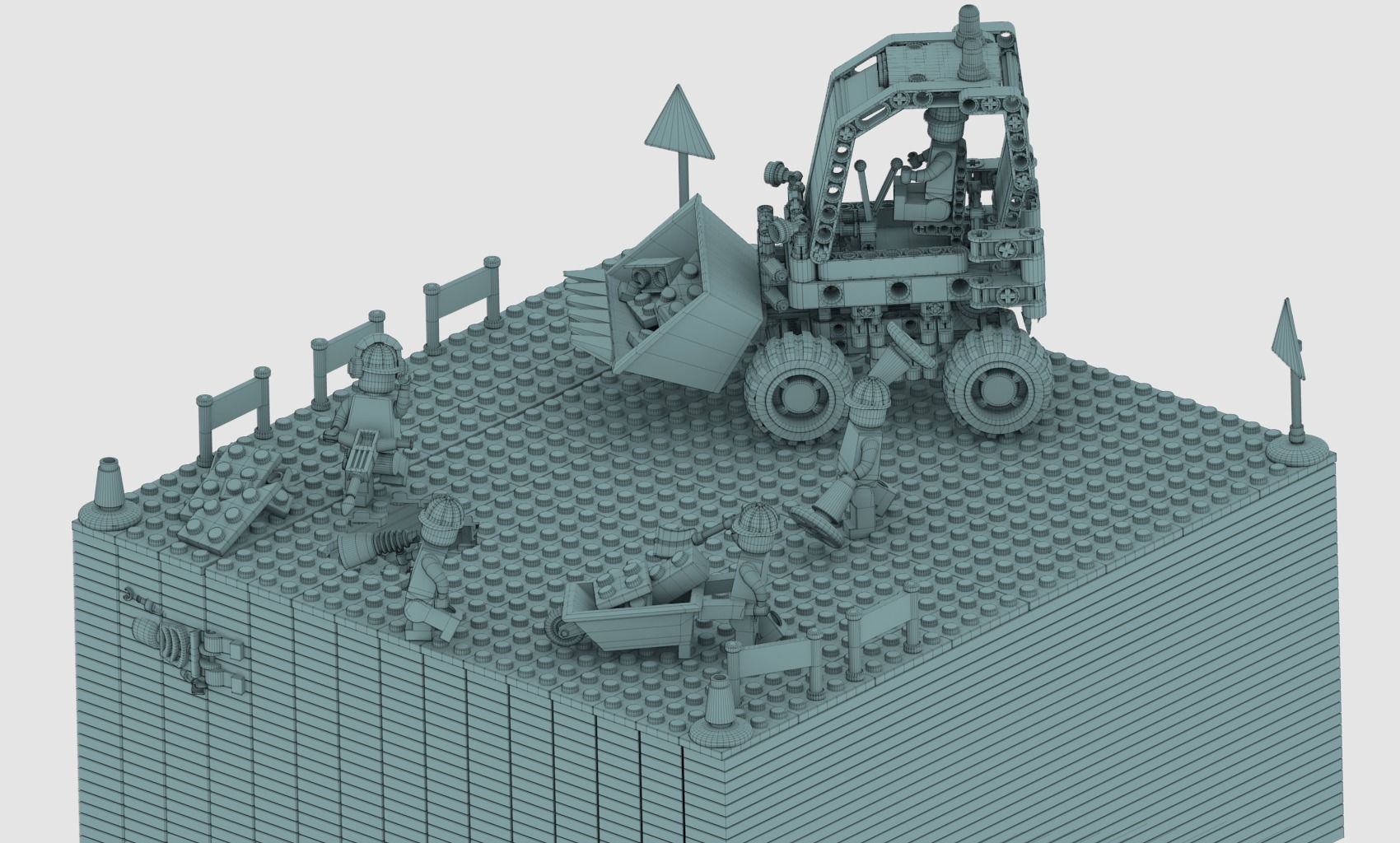 Lego Construction Worker Figures with dozer and bonus 3D model_48