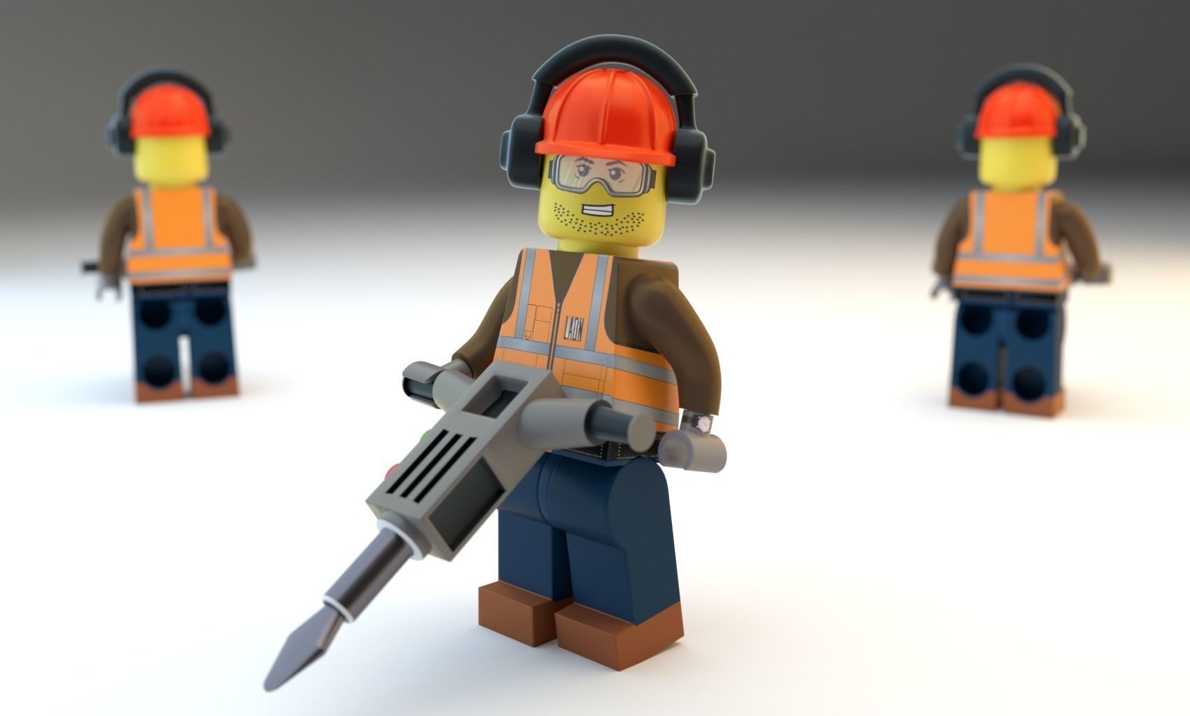 Lego Construction Worker Figures with dozer and bonus 3D model_12