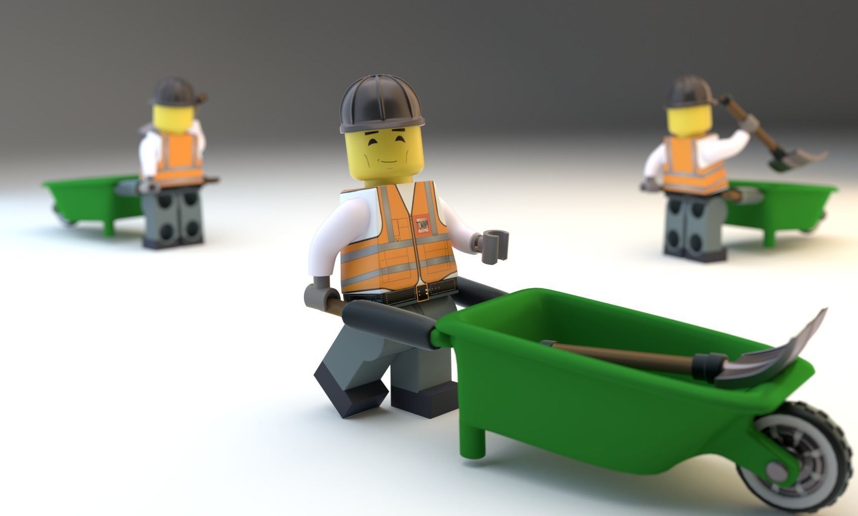Lego Construction Worker Figures with dozer and bonus 3D model_17