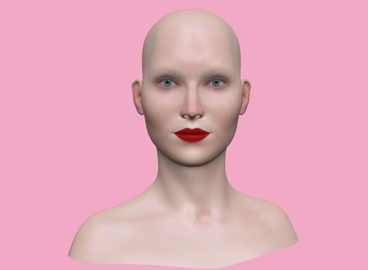 Jennifer bald woman with lips Low-poly 3D model_1