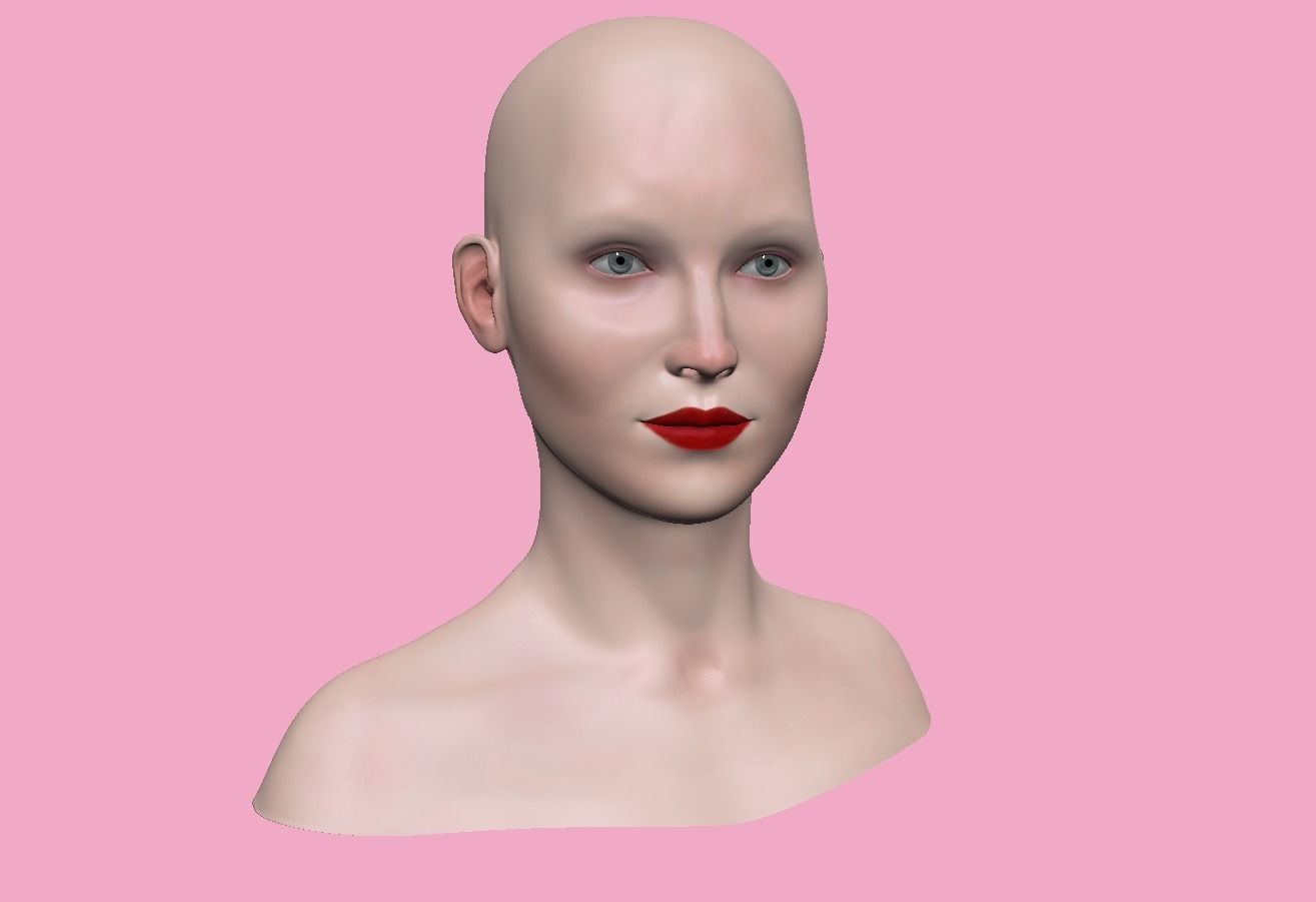 Jennifer bald woman with lips Low-poly 3D model_4
