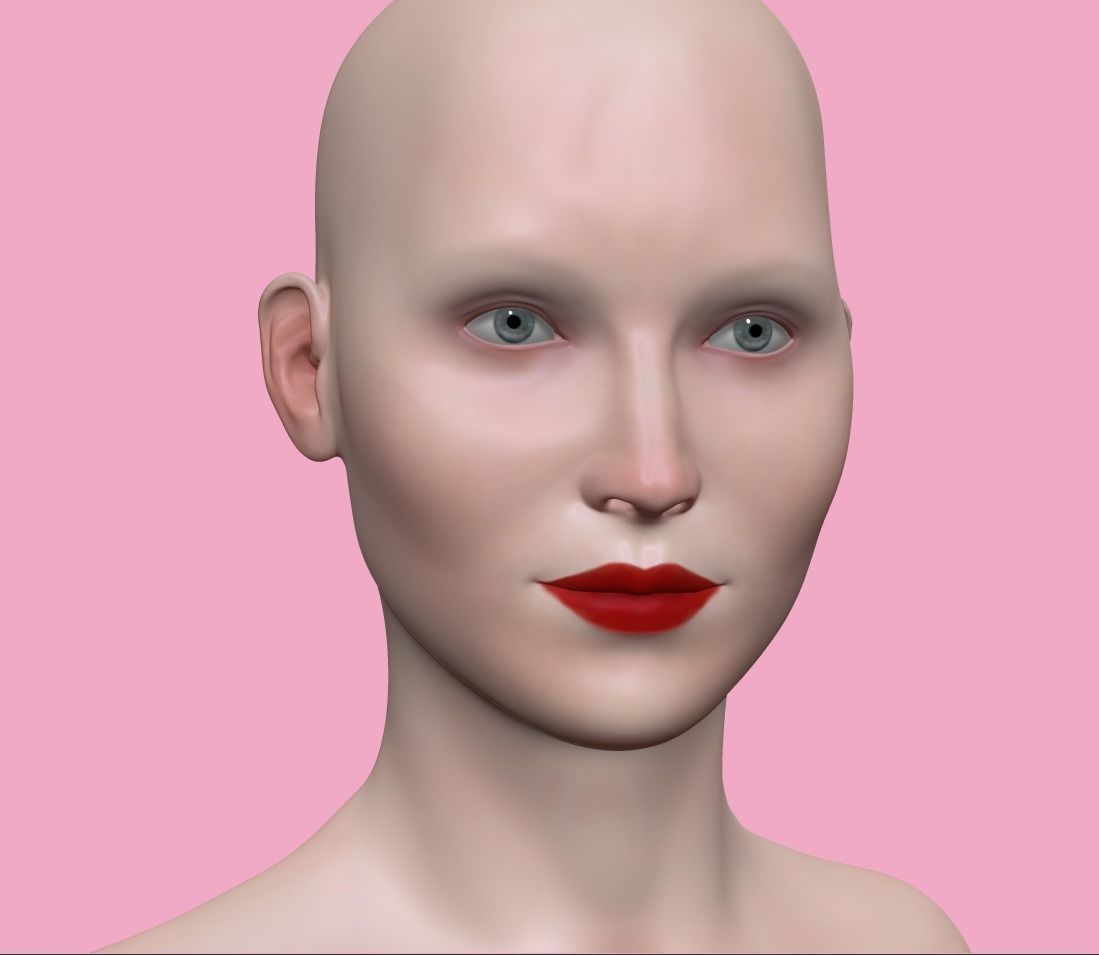 Jennifer bald woman with lips Low-poly 3D model_2