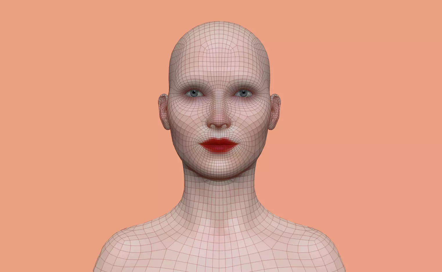 Jennifer bald woman with lips Low-poly 3D model_0