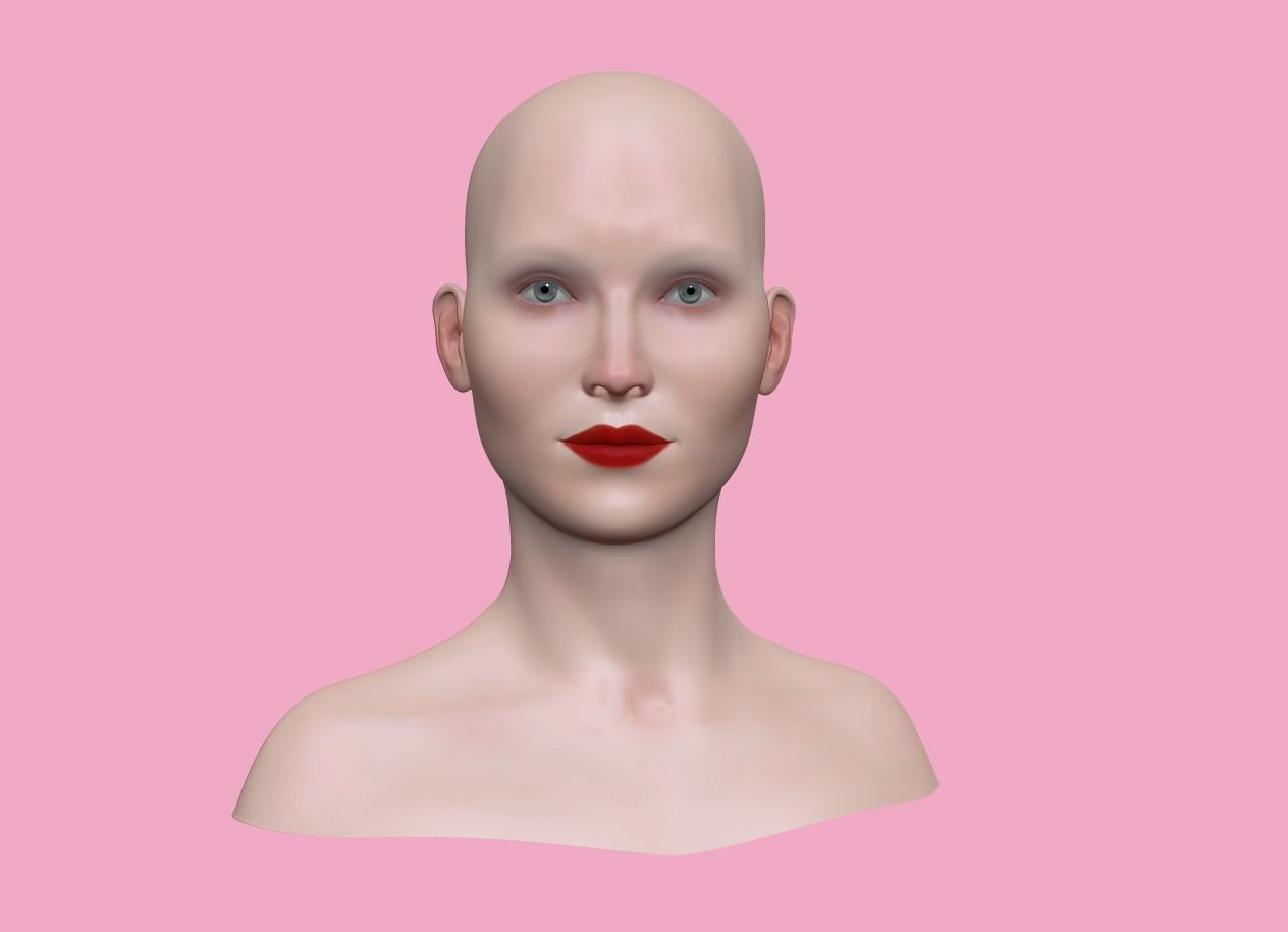 Jennifer bald woman with lips Low-poly 3D model_3