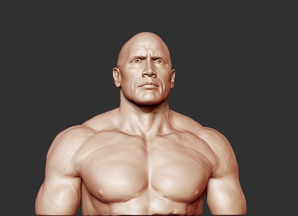 The Rock Portrait Sculpture 3D print model_4