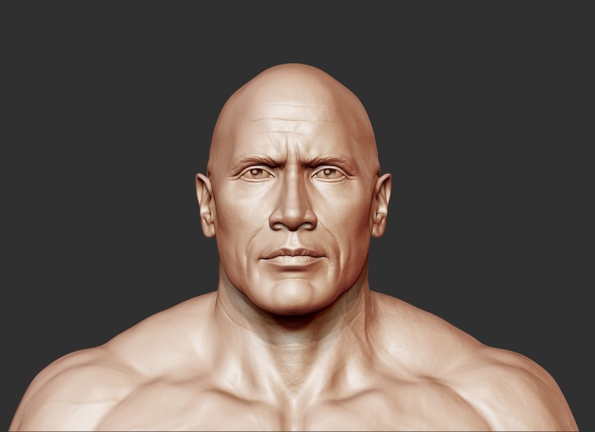 The Rock Portrait Sculpture 3D print model_2