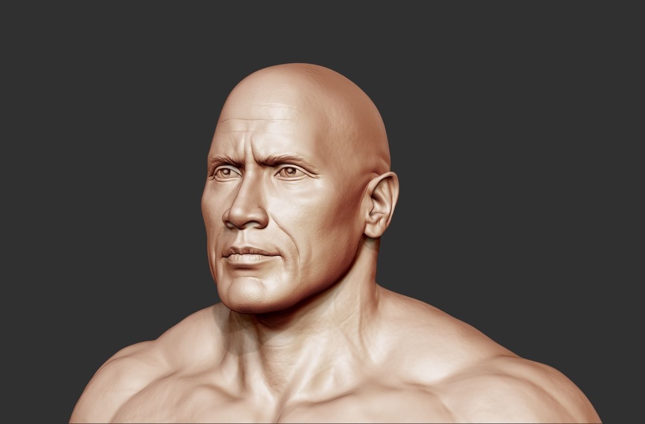 The Rock Portrait Sculpture 3D print model_5