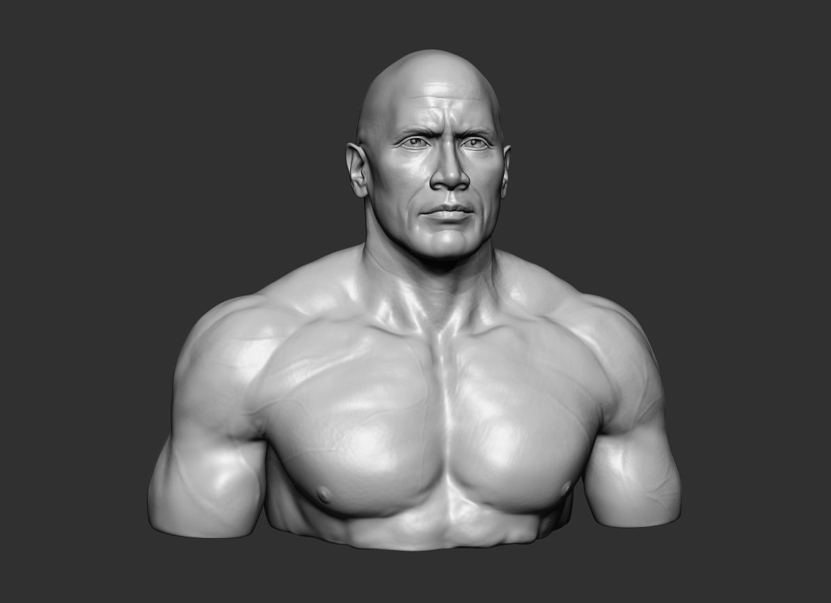 The Rock Portrait Sculpture 3D print model_9