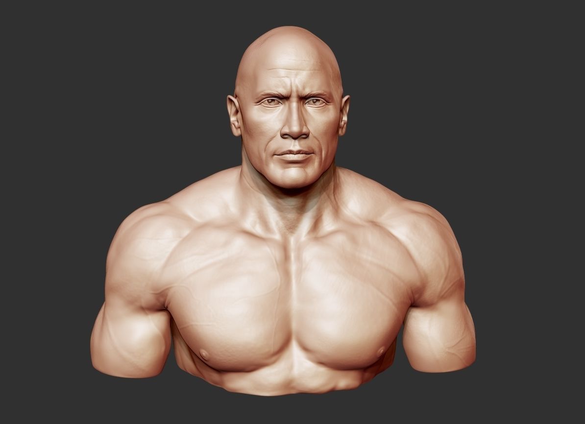 The Rock Portrait Sculpture 3D print model_3
