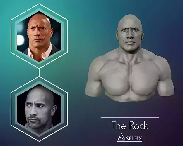 The Rock Portrait Sculpture 3D print model