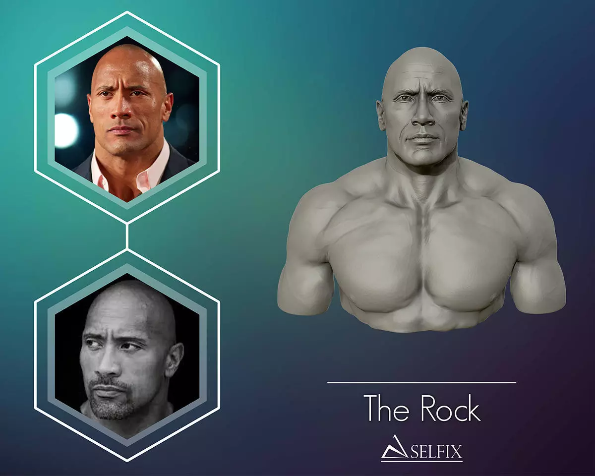 The Rock Portrait Sculpture 3D print model_0