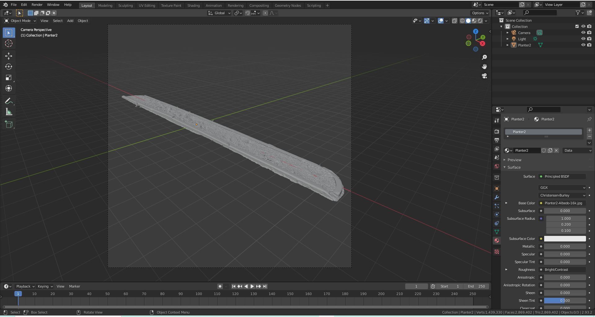 Planter long piece of metal Low-poly 3D model_21