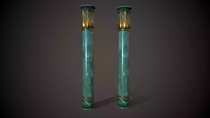 Blue Pillar Low-poly 3D model