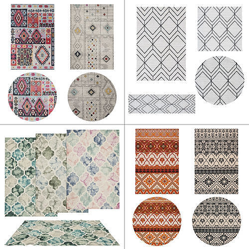 4 in 1 Rug Collection No 2 Low-poly 3D model
