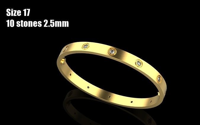 oval women bracelet with gems size  17 3D print model