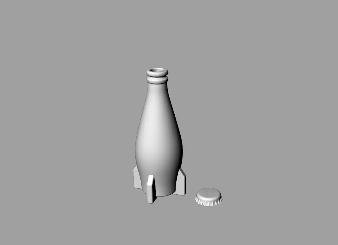Fallout Nuka Cola Bottle and Cap Miniature Prop Replica 3D print model_0
