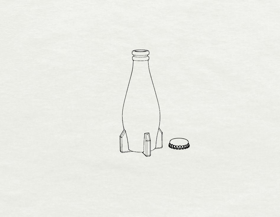 Fallout Nuka Cola Bottle and Cap Miniature Prop Replica 3D print model_2