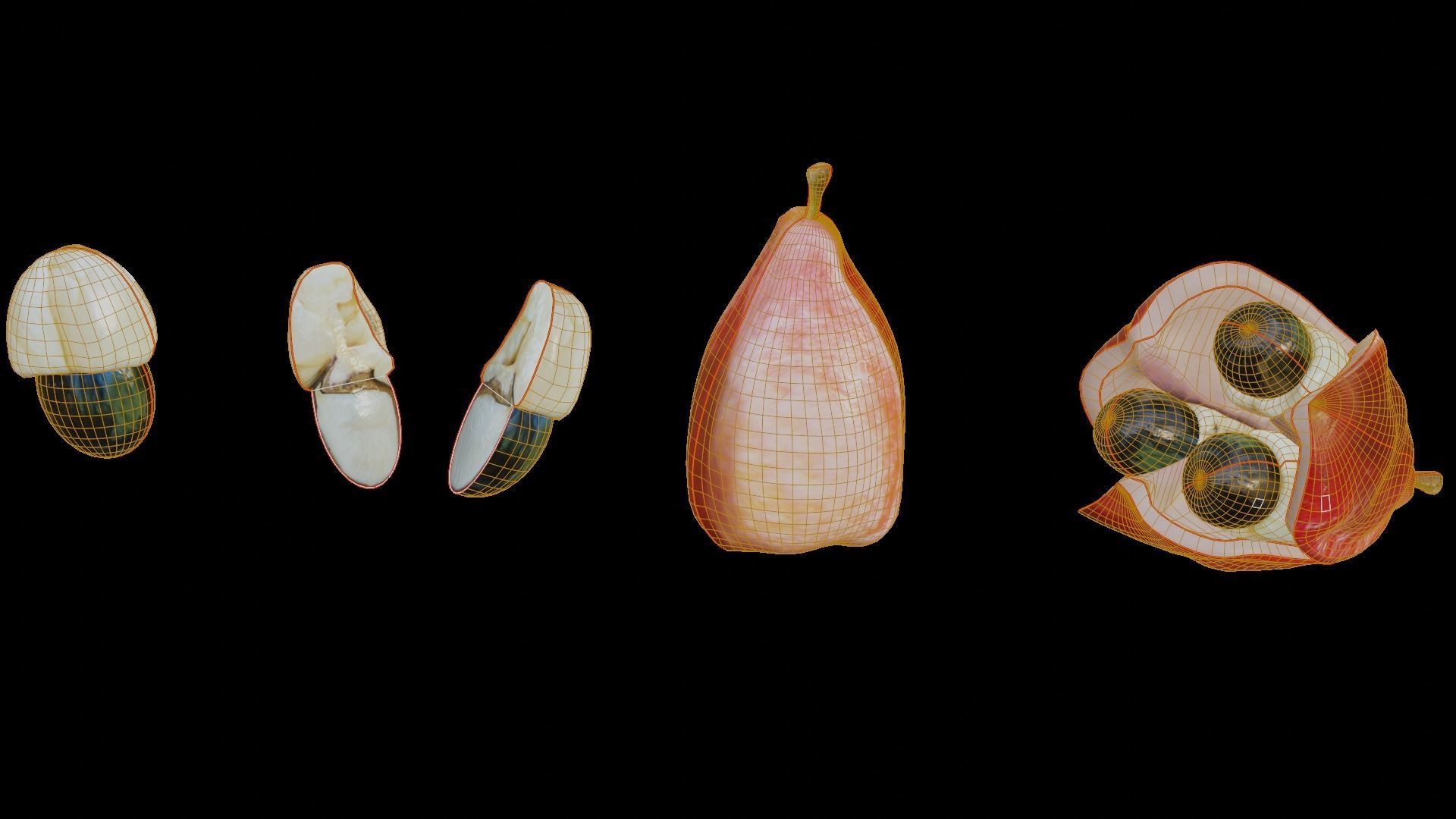 Ackee seed of palm tree Low-poly 3D model_9