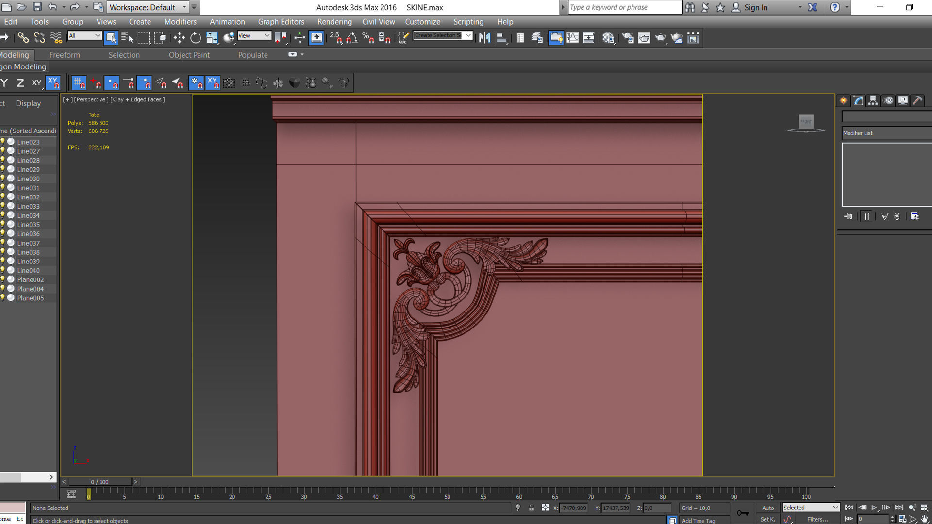 Wall Molding  Low-poly 3D model_14
