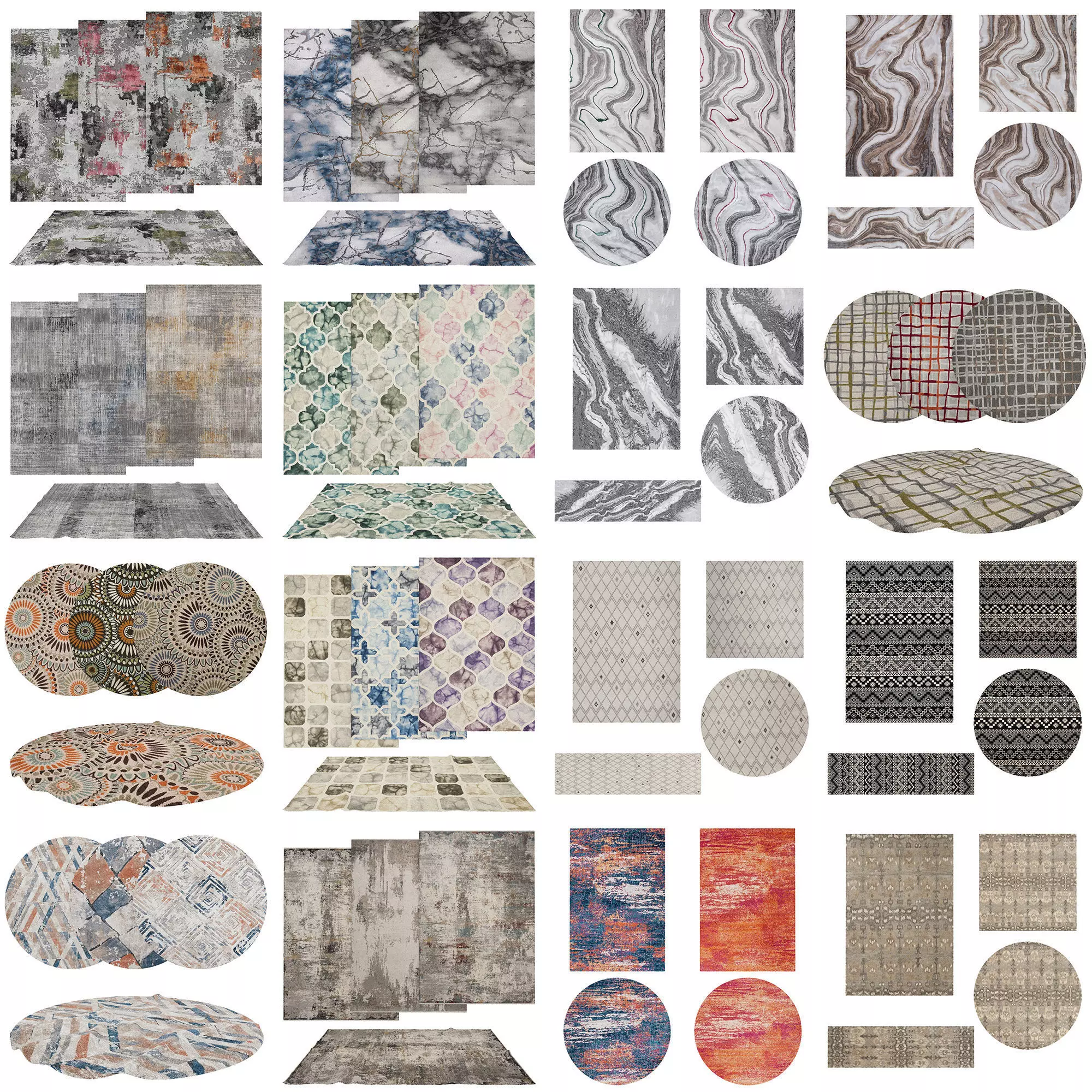 16 in 1 Rug Collection No 4 Low-poly 3D model_0