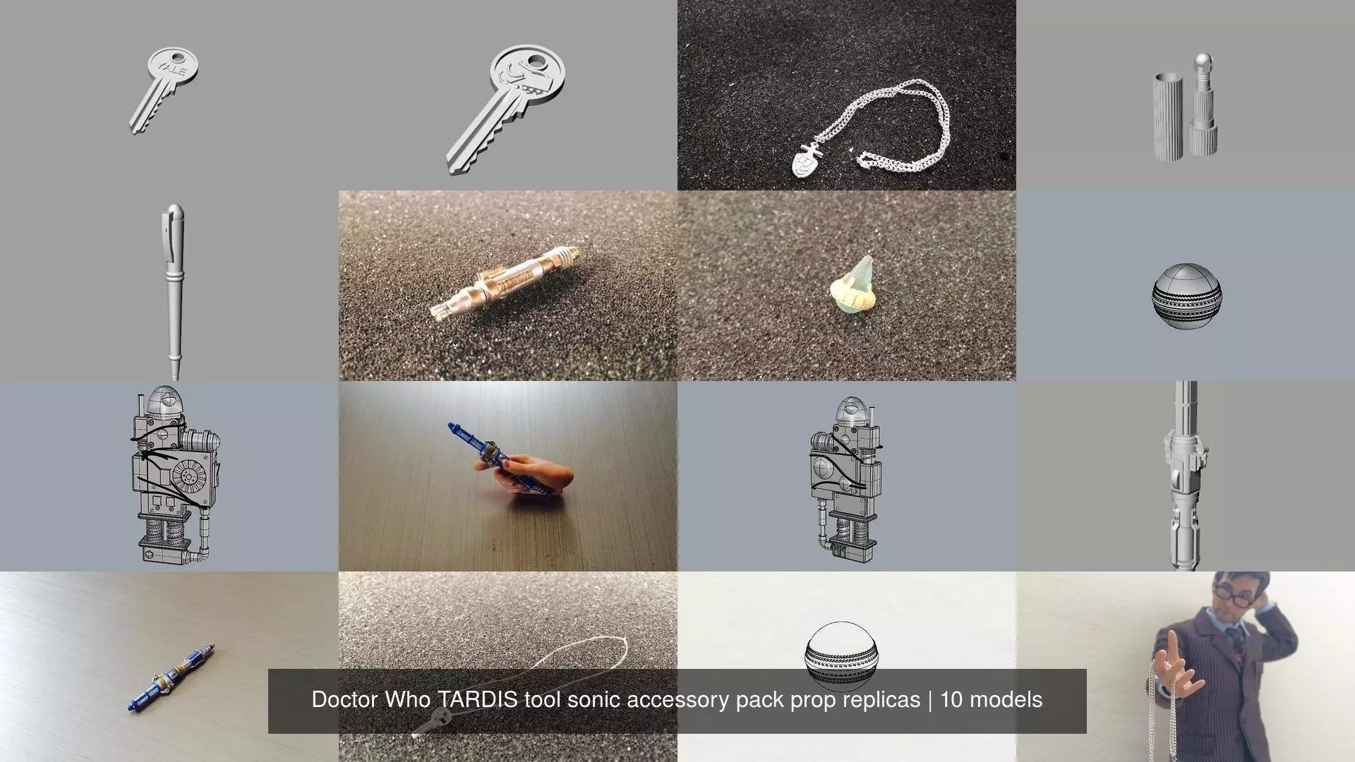 Doctor Who TARDIS tool sonic accessory pack prop replicas 3D Model Collection_1