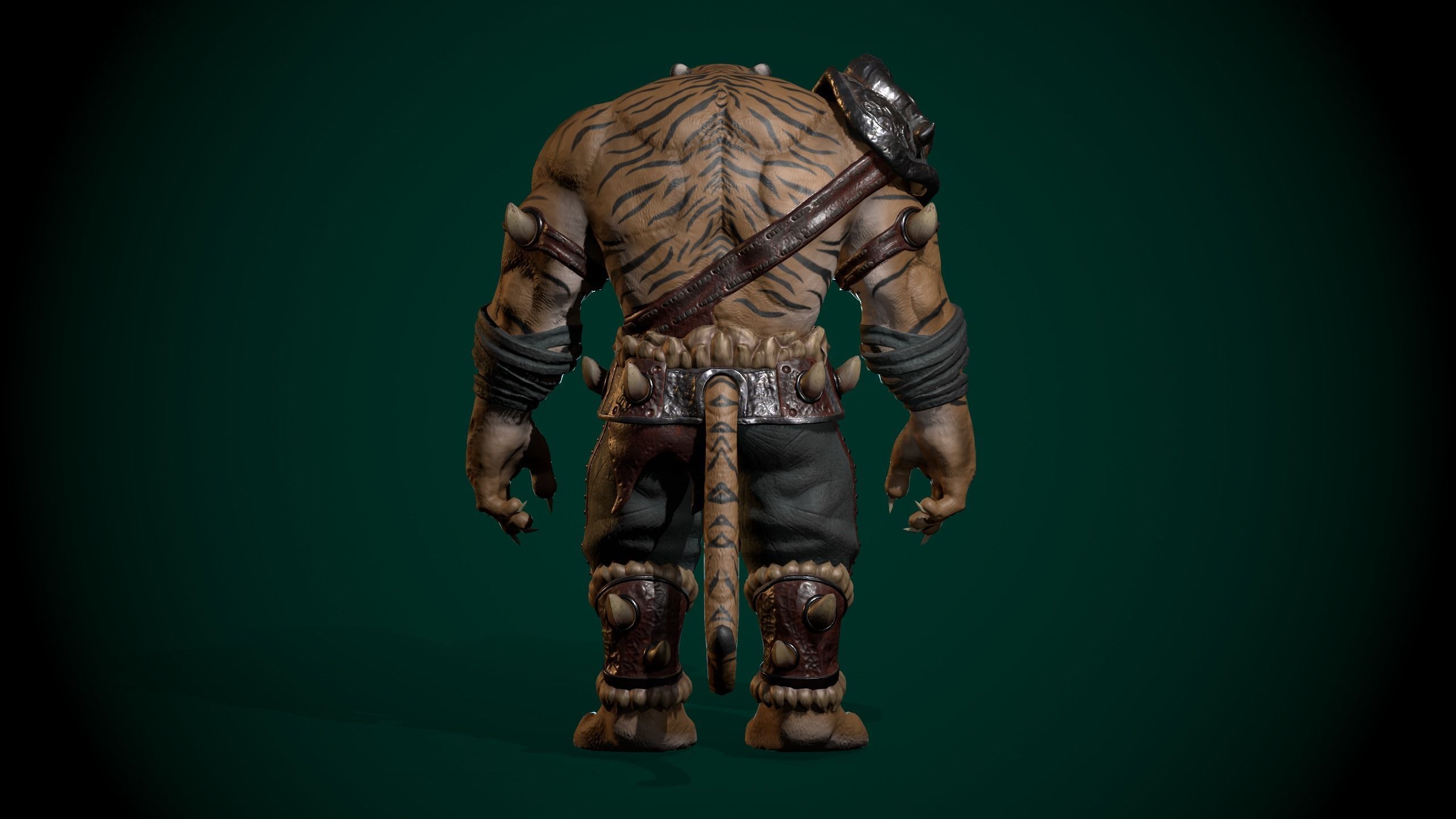 Tiger warrior Low-poly Animated 3D model Low-poly 3D model_6