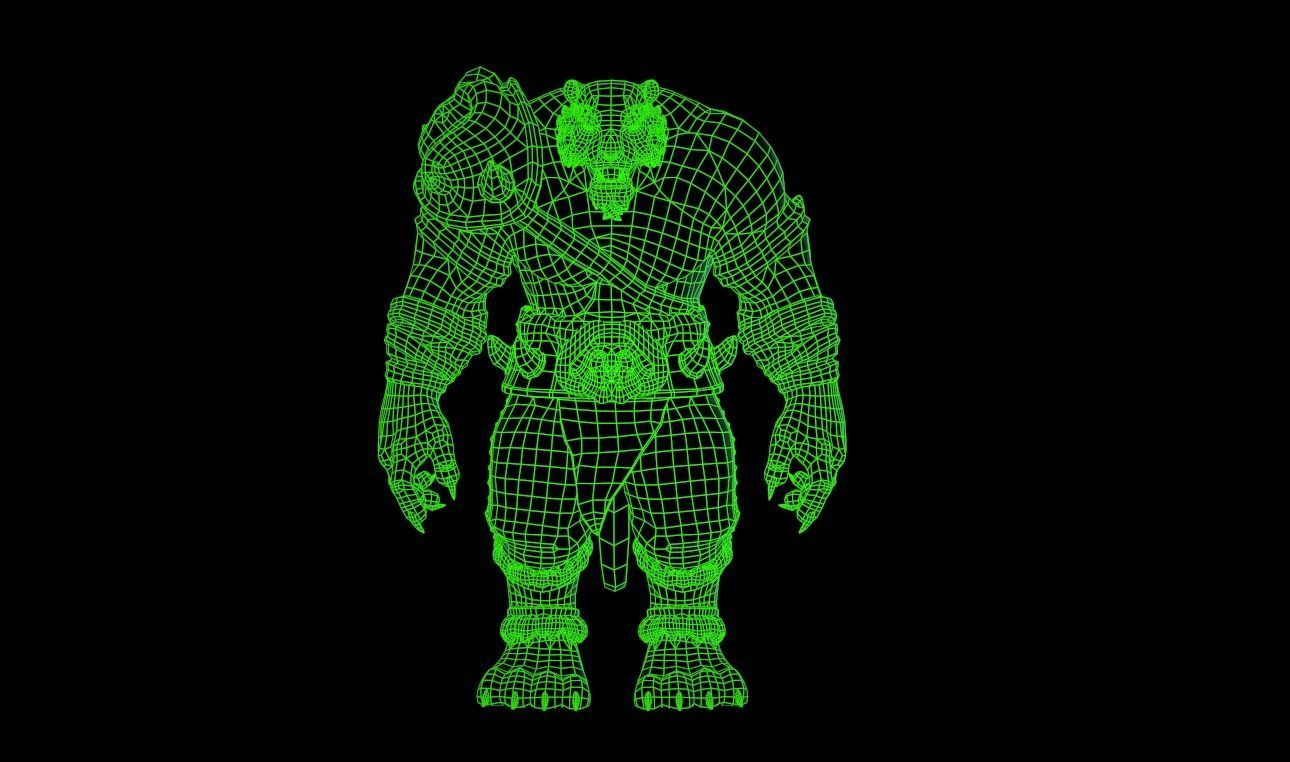 Tiger warrior Low-poly Animated 3D model Low-poly 3D model_8